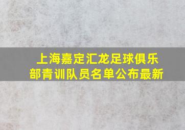 上海嘉定汇龙足球俱乐部青训队员名单公布最新