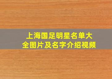 上海国足明星名单大全图片及名字介绍视频