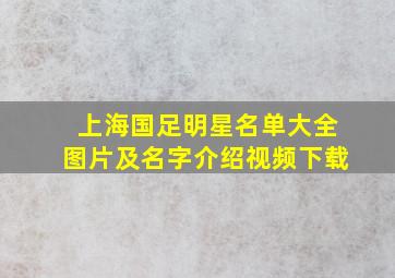 上海国足明星名单大全图片及名字介绍视频下载