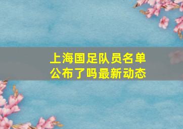 上海国足队员名单公布了吗最新动态