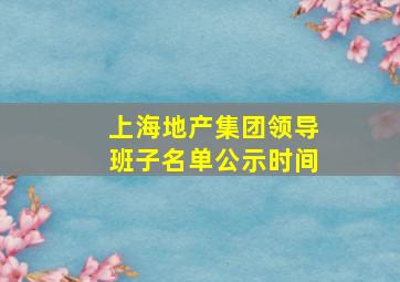 上海地产集团领导班子名单公示时间