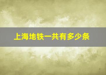 上海地铁一共有多少条