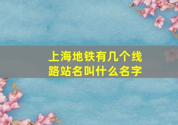 上海地铁有几个线路站名叫什么名字