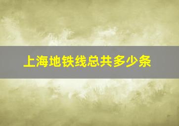 上海地铁线总共多少条