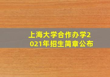 上海大学合作办学2021年招生简章公布