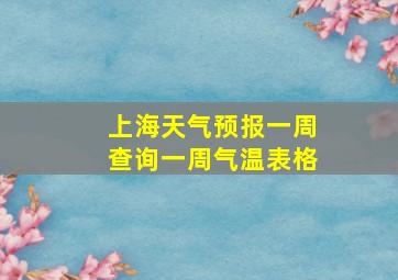 上海天气预报一周查询一周气温表格