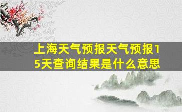 上海天气预报天气预报15天查询结果是什么意思