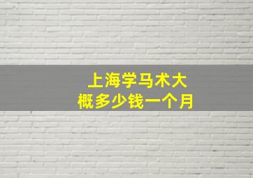 上海学马术大概多少钱一个月