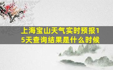 上海宝山天气实时预报15天查询结果是什么时候