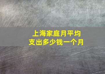 上海家庭月平均支出多少钱一个月