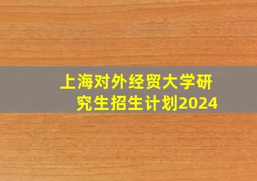 上海对外经贸大学研究生招生计划2024