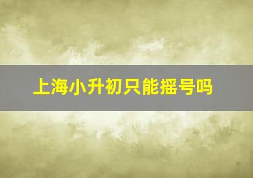 上海小升初只能摇号吗