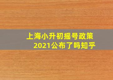 上海小升初摇号政策2021公布了吗知乎