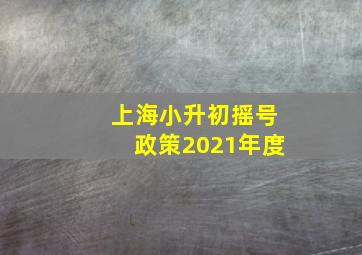 上海小升初摇号政策2021年度