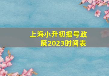 上海小升初摇号政策2023时间表