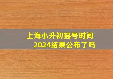 上海小升初摇号时间2024结果公布了吗