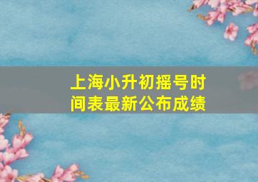 上海小升初摇号时间表最新公布成绩