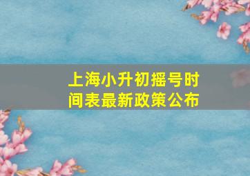 上海小升初摇号时间表最新政策公布