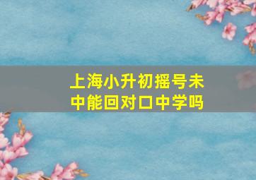 上海小升初摇号未中能回对口中学吗