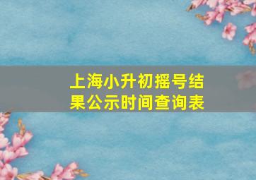 上海小升初摇号结果公示时间查询表