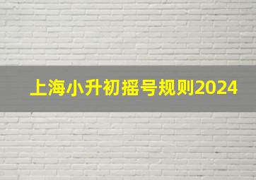 上海小升初摇号规则2024