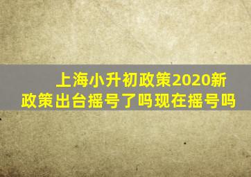 上海小升初政策2020新政策出台摇号了吗现在摇号吗