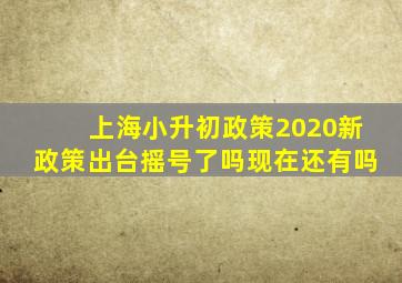 上海小升初政策2020新政策出台摇号了吗现在还有吗