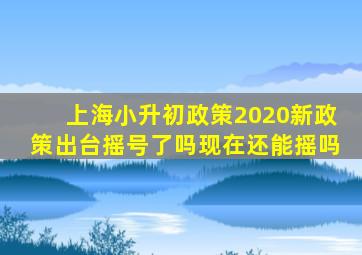 上海小升初政策2020新政策出台摇号了吗现在还能摇吗