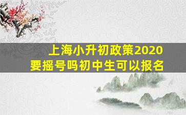 上海小升初政策2020要摇号吗初中生可以报名