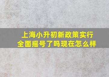 上海小升初新政策实行全面摇号了吗现在怎么样