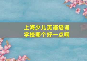 上海少儿英语培训学校哪个好一点啊