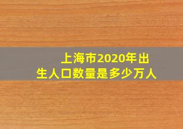 上海市2020年出生人口数量是多少万人