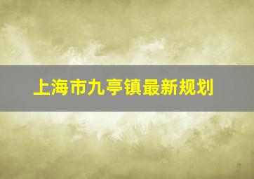 上海市九亭镇最新规划