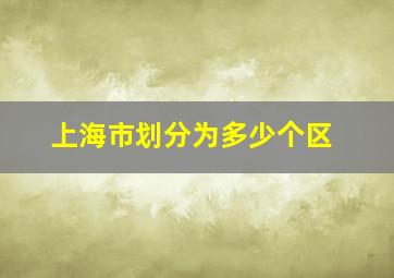 上海市划分为多少个区