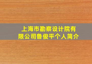 上海市勘察设计院有限公司鲁俊平个人简介