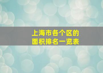 上海市各个区的面积排名一览表