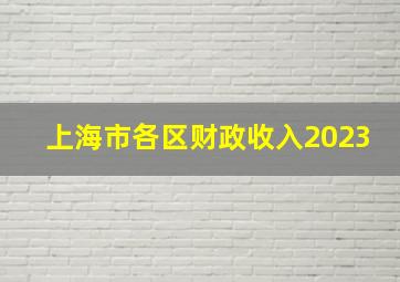 上海市各区财政收入2023