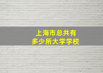 上海市总共有多少所大学学校