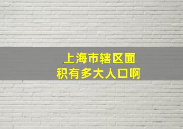 上海市辖区面积有多大人口啊