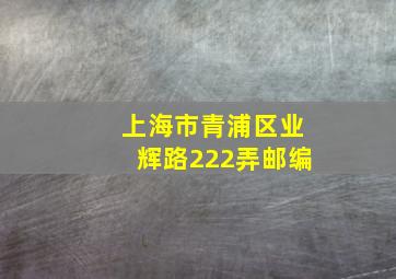 上海市青浦区业辉路222弄邮编