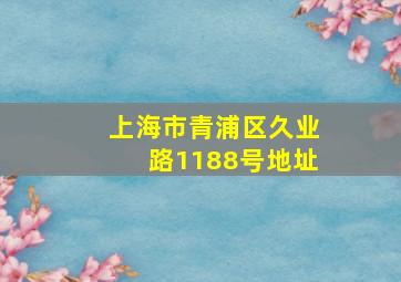 上海市青浦区久业路1188号地址