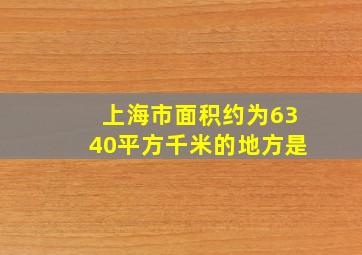 上海市面积约为6340平方千米的地方是