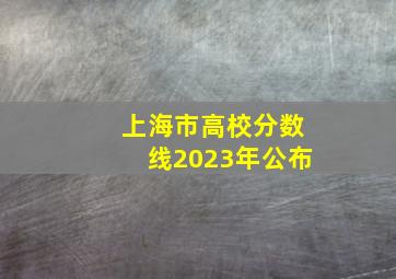 上海市高校分数线2023年公布