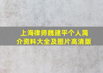 上海律师魏建平个人简介资料大全及图片高清版