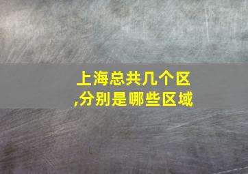 上海总共几个区,分别是哪些区域