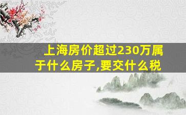 上海房价超过230万属于什么房子,要交什么税