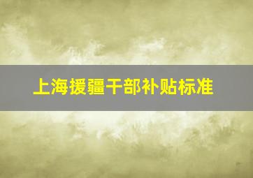 上海援疆干部补贴标准