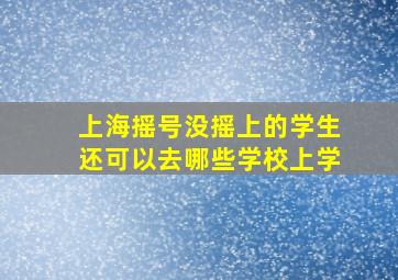 上海摇号没摇上的学生还可以去哪些学校上学