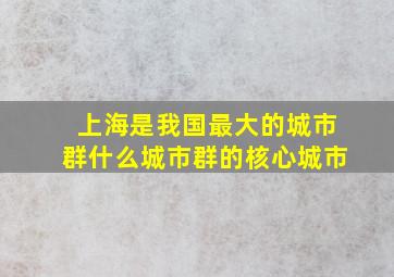 上海是我国最大的城市群什么城市群的核心城市