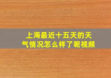 上海最近十五天的天气情况怎么样了呢视频